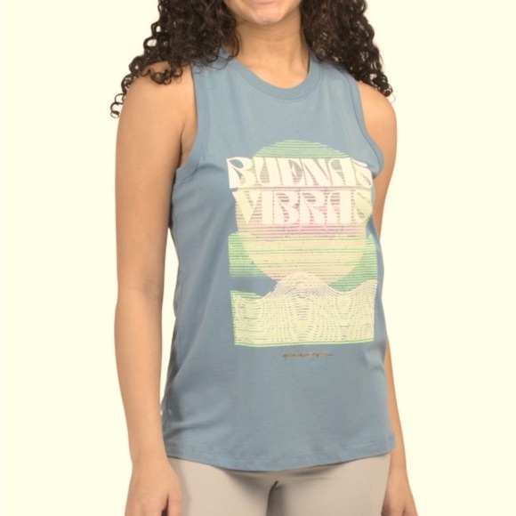 Spiritual Gangster Tops - NWT Spiritual Gangster Buenas Vibras Blue Essential Tank Top Women’s Size Large